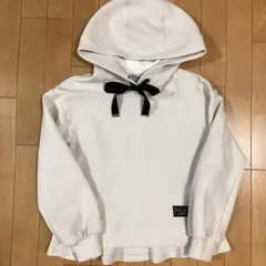 メゾピアノ フード付き パーカー 150cm フリル オフホワイト 美品
