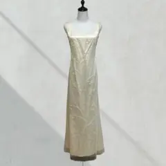 3155【enquete】ワンピース　ドレス　ビーズ　刺繍　13号　アイボリー