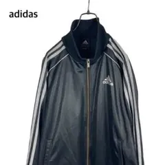 adidas 光沢 コーティング トラック ジャケット ジャージ 黒 銀