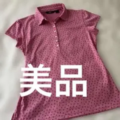 美品　abacus ピンク ドット柄 ポロシャツ XL