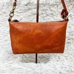 genten ハンドバッグ ショルダーバッグ レザー オレンジ ロゴ