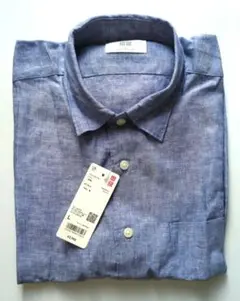 UNIQLO＊プレミアムリネン長袖シャツ L Blue