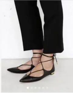 アクアズーラ 38.5 レースアップフラットシューズ