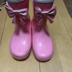 レインブーツ　リボン　ピンク　19cm