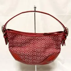 ★美品 コーチ coach トートバッグ ショルダーバッグ レッド シグネチャー