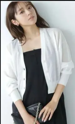 NATURAL BEAUTY BASIC クロップドシアーカーディガン
