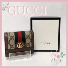 ♥GUCCI正規品♥美品 GGスプリームオフディア PVC×レザー 三つ折り財布