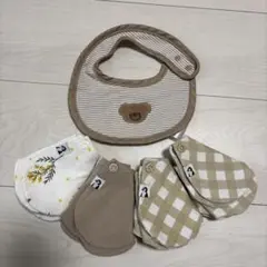 ベビー スタイセット 5枚 コットン ベージュ系