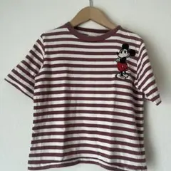 美品デニム＆ダンガリーミッキーマウス ワッペンTシャツ110