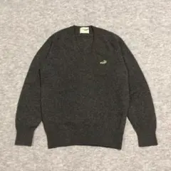 Crocodile Vネックセーター ニット グレー ウール M 062706
