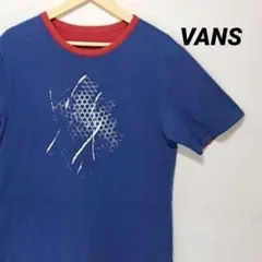 バンズ プリント Tシャツ OFF THE WALL 古着 重ね着風 青 M