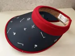 ゴルフ バイザー ネイビー/レッド