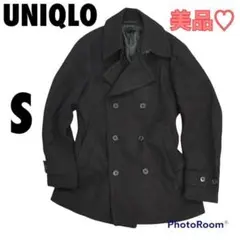 【UNIQLO】ユニクロ コート ウール ピーコート 黒 おしゃれ【S】960