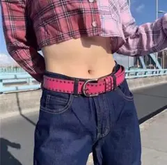 スタッズベルト Y2K 太ベルト おしゃれ SK8 平成 ユニセックス
