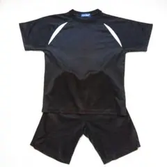 【中古】半袖ハーフパンツ上下140　ブラック 速乾性　通気性