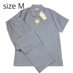 【size M 】新品未使用　ストライプパジャマ 半袖×長パンツ　ブルー