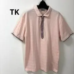 TKポロシャツ 半袖チェック襟ピンク メンズサイズ4