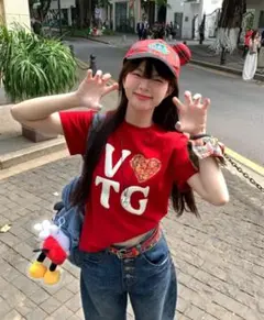 Lサイズ　Y2K 平成 韓国 ストリート ピチT Tシャツ ロゴT
