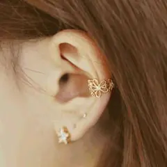イヤーカフ 花 模様 フラワー シルバー ゴールド セット 韓国 オルチャン