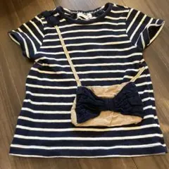 mamaraku ネイビーとホワイトストライプ Tシャツ 90