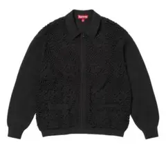 M SS25クロシェ ジップアップ カーディガン supreme ブラック ① M SS25クロシェ ジップアップ カーディガン supreme ブラック ①