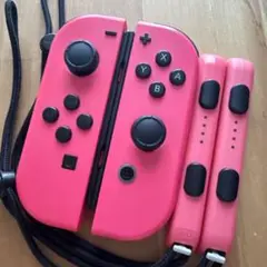 Switch ジョイコン ネオンピンク×ネオンピンク カラーストラップ付属