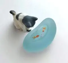 No.807　金魚と猫ちゃん　シーグラスアート　シーグラス　猫置物