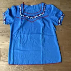 古着　チロリアンテープリボン　ブラウス