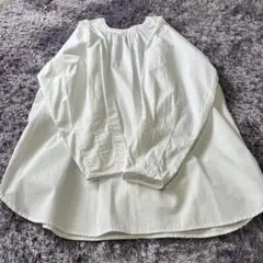 ♡春綺麗めブラウスパル 白 長袖 デザインバックギャザー シャツ スモックシャツ