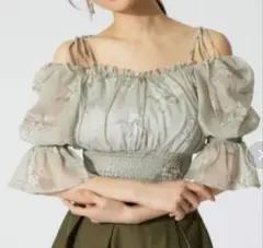 rienda　リエンダ　パフスリーブシャーリングブラウス