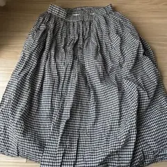 無印良品　強撚ボイル　ギャザースカート　黒チェック　Mサイズ