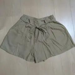 LOWRYS　FARM　ベージュ リボン付きフレアショートパンツ　Ｆサイズ