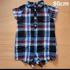 branshes ブランシェス チェック柄ロンパース 80cm