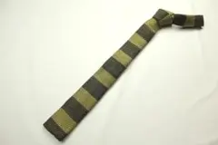 FRANCO BASSI フランコバッシ イエロー×ネイビーボーダー柄ニットタイ