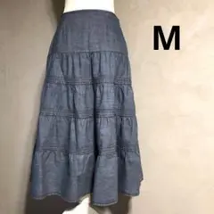 LAURA ASHLEY ティアードフレア デニムスカート M相当