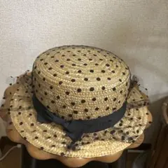 美品☆スワンキス☆ドットチュールカンカン帽☆黒