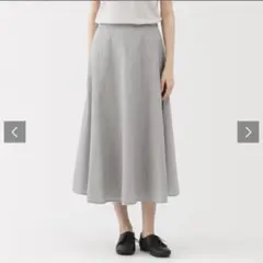 無印良品　MUJI 涼感フレアスカート　グレーストライプ　Mサイズ