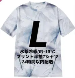 【ジオホワイト L】氷撃冷感(R)-10℃プリント半袖Tシャツ ワークマン