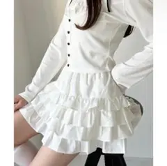 新品 NICE CLAUP ティアードフリルミニスカート