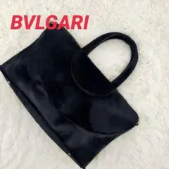 美品 BVLGARI ハラコレザー 黒 ハンドバッグ 希少 ブルガリ ブラック