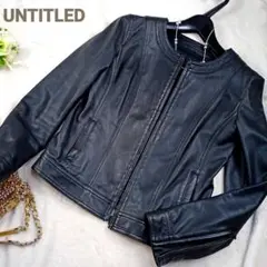 UNTITLED ノーカラーラムレザーライダースジャケットブラック黒M