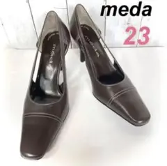 【未使用】made スクエアトゥパンプス ダークブラウン 23