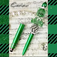 タッチペン付きボールペン ベアグリーン