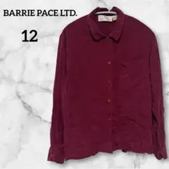 BARRIE PACE LTD. シルク長袖シャツ 12 バーガンディ 赤系