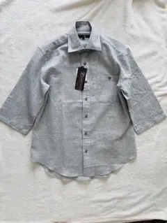 【麻50%混】　新品　未使用　メンズシャツ　グレー