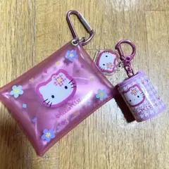 キティ カラビナ付きポーチ コインシリンダー　セット 千鳥　平成