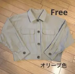【未使用】クロップドジャケット　オリーブ色　Free