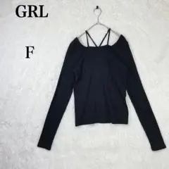 【グレイル】 ブラック スクエアネック 長袖トップス F