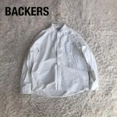 Backersバッカーズバンドカラーシャツホワイト白コットンL