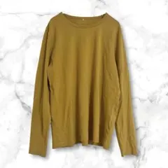 長袖Tシャツ　オーガニックコットン綿100% マスタード　M シンプル　無地